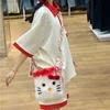 Sanrio Hello Kitty Short Sleeve Top Shirts Shorts 2 Piece Set Y2k Kawaii Clothes Japanese College Style Tees Women Cute Shorts 5