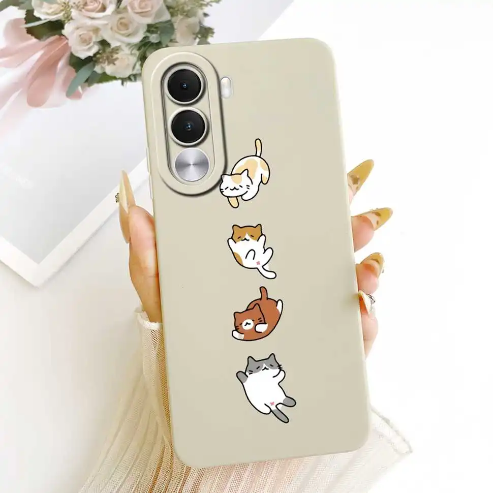 Cartoon Cat & Cute Dog Silicone Back Cover - 6.8 Premium Protective Phone Case