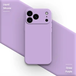 Premium Liquid Silicone Phone Case with Lens Protection - Soft and Durable Protective Cover - iPhone 15 (Grass Purple)