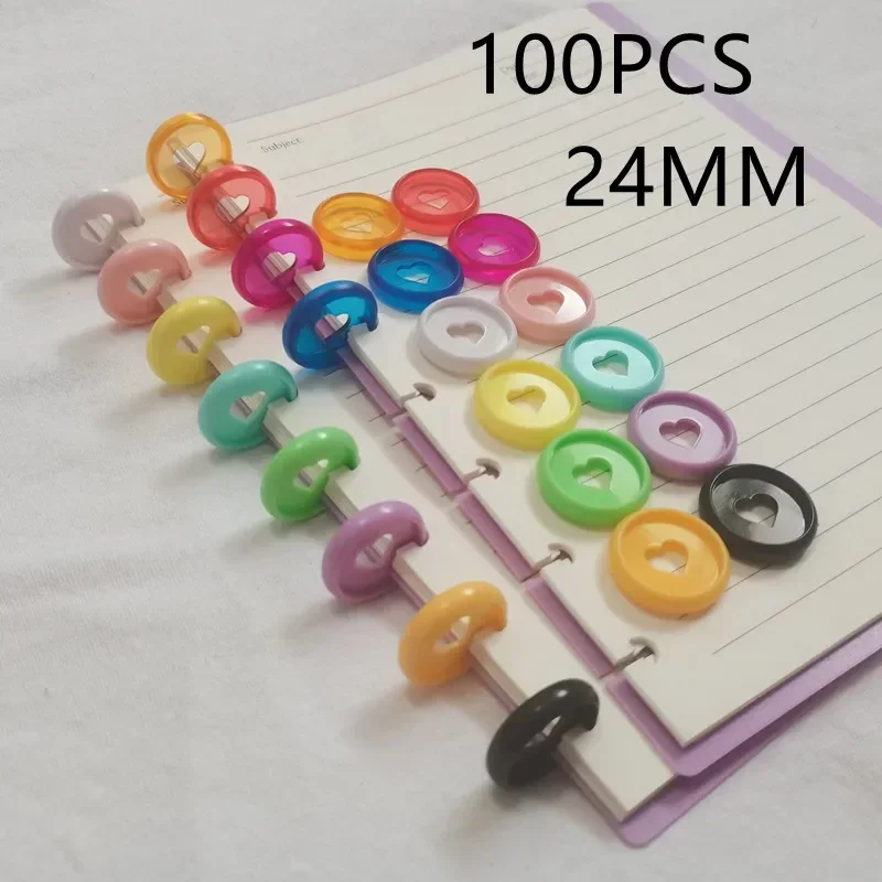 24MM mushroom planning binding disc loose-leaf notebook love pattern binding ring 100PCS office school supplies plastic binding rings