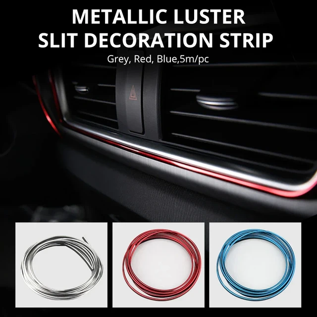 5M Car Styling Interior Decoration Strip Chrome Silver Blue Red