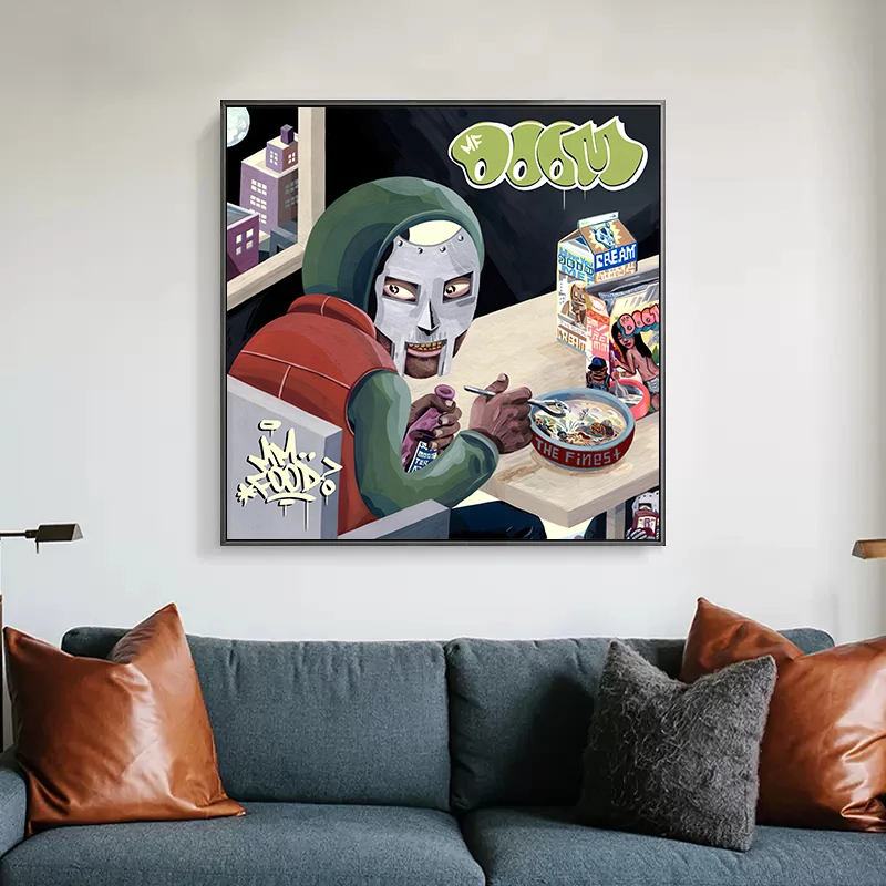 Madvillain MF Doom The Weekend Flower Boy 포스터, 음악 포스터 앨범 커버, 힙합 벽 예술, 미적 바 카페 캔버스 페인팅