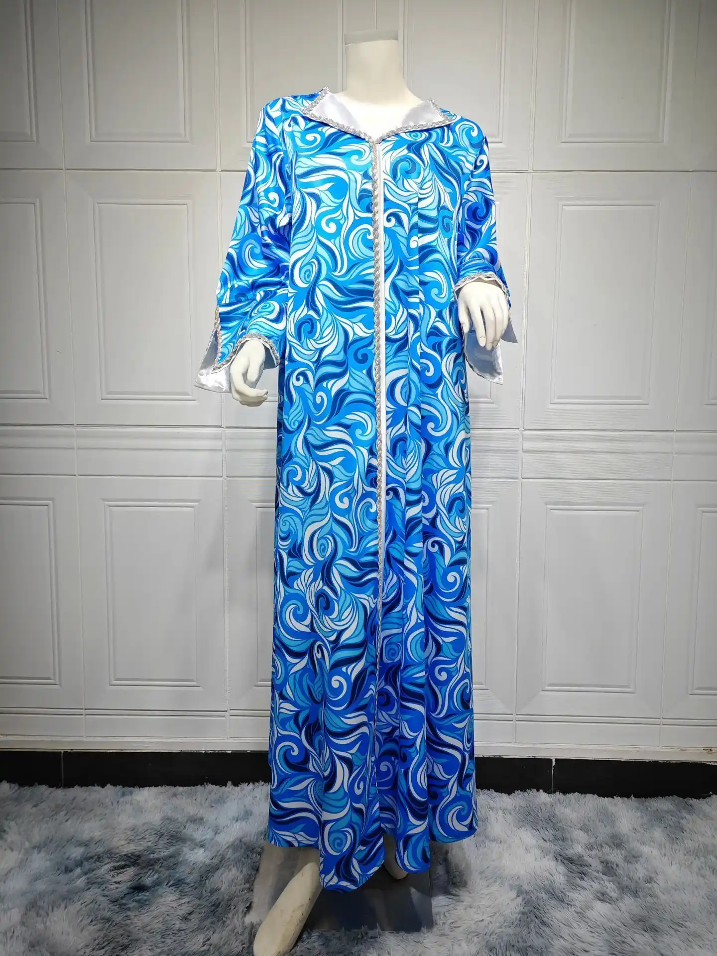 chinese dress ladies Lace Up Front Jumper, Maxi Dress with Elasticized Back for All Size main image 0