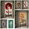 Beautiful Woman Pattern Japanese Door Curtain Showa Beautiful Woman Bedroom Bathroom Semi-Split Private Partition Fabric Curtain 1