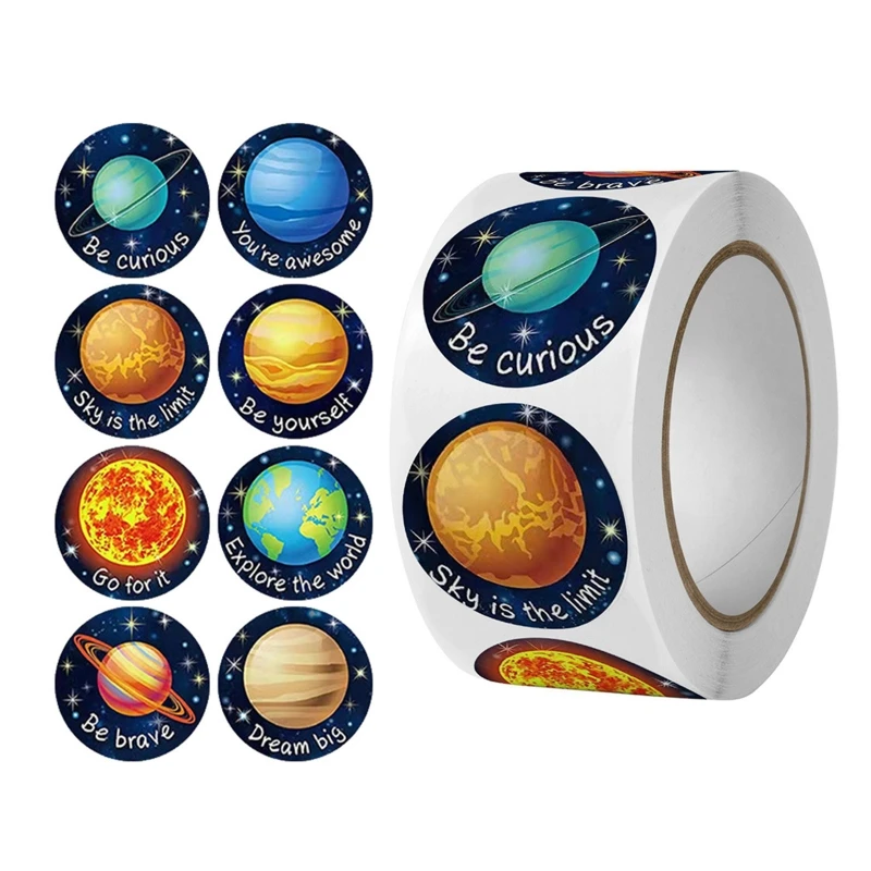 

500x Solar System Stickers Realistic Planet Labels Round Adhesive for Greeting Cards Gift Wraps Tag Mailers Bag Birthday