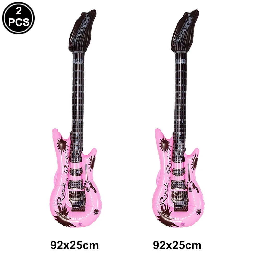 Aufblasbare Gitarre 35 Zoll Rock Star Gitarre wiederverwendbare aufblasbare Gitarre Spielzeug Luftballons 80er 90er Jahre Themed Kindergeburtstag Party Dekoration – Detail 9