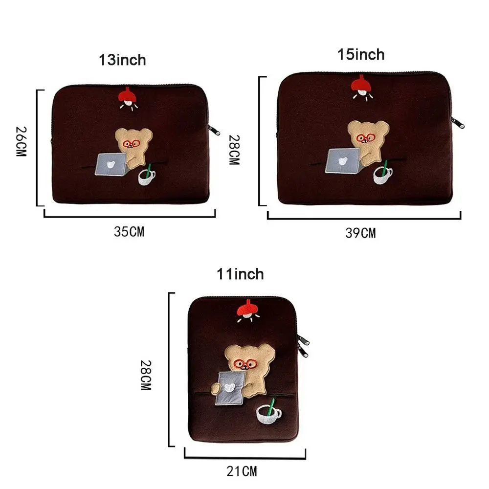 Adorable Cartoon Bear Tablet and Laptop Protective Sleeve - Shockproof Portable Soft Case for 11/13/15 Inch Devices