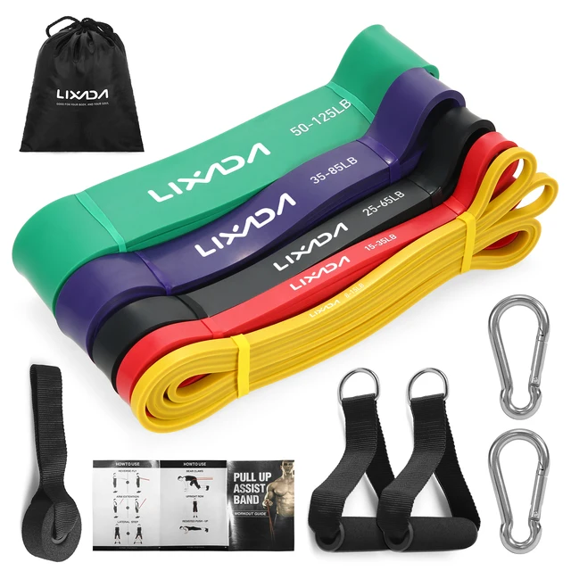 Lixada 5 Packs Pull Up Assist Bands Set Resistance Loop Bands Powerlifting Workout Exercise Stretch Bands and Carry Bag