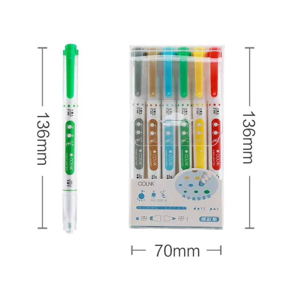 Drawing Student Stationary Office School Supplies Double Head Dots Highlighter Set Graffiti Pen Fluorescent Pen Painting images - 6