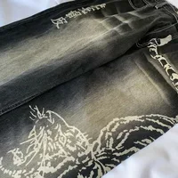 Y2K American New Fashion Tiger Print Loose Jeans Women High Street Harajuku Wind Trend Casual Joker High Waist Wide Leg Pants - Image 4