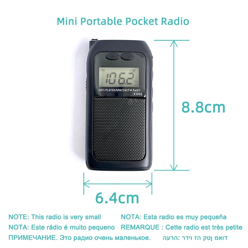 B68C 휴대용 라디오 포켓 FM AM SW MW MP3 플레이어 스테레오 디지털 수신기 LCD 화면 고감도 스피커 안테나