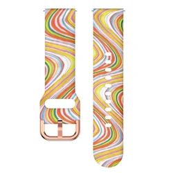 Stylish Printed Silicone Watch Strap - 20mm/22mm for 22mm (30 Dynamic Wave)