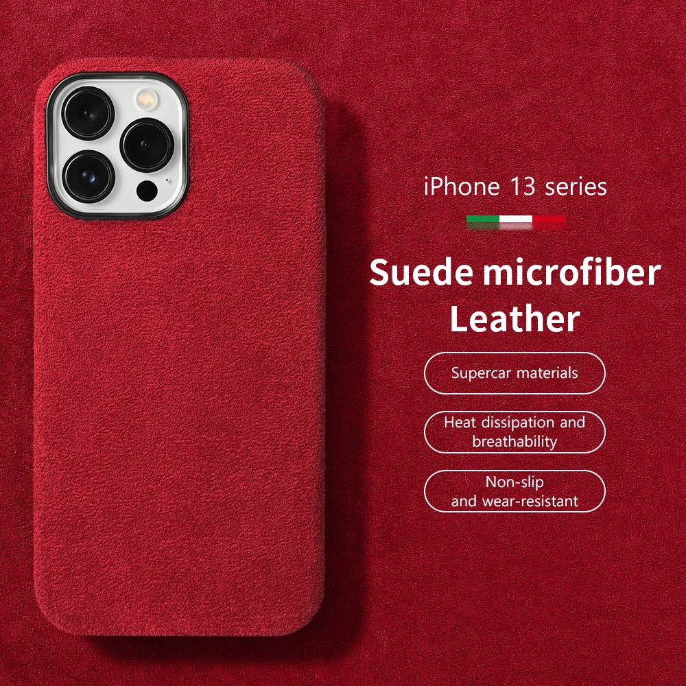 Luxurious Soft Suede Fur Leather Magnetic Phone Case with Magsafe