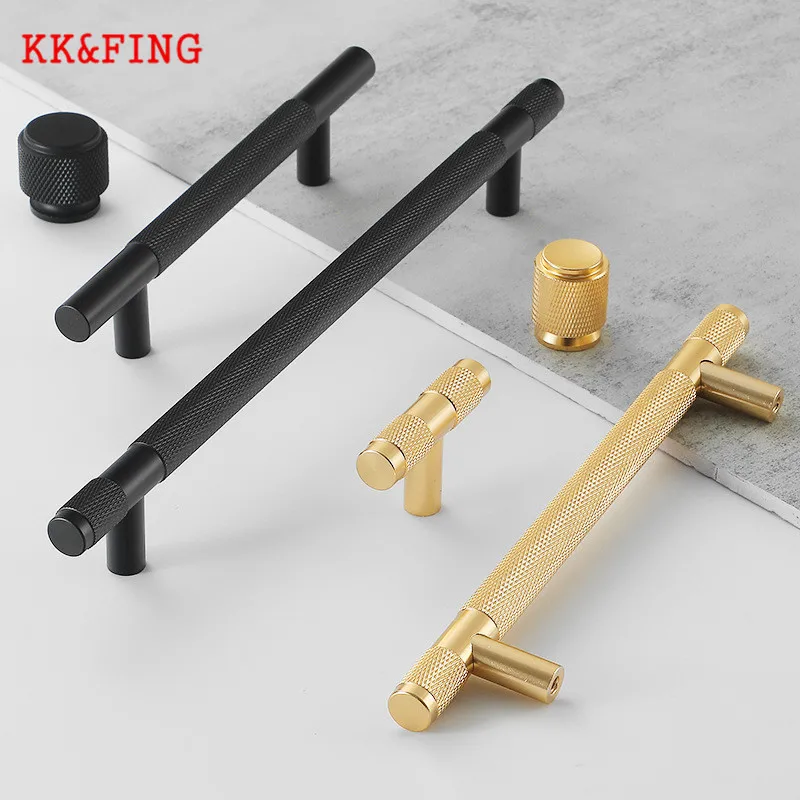 KK&FING Modern Aluminum Alloy Black Gold Kitchen Cabinet Handles and Knobs Drawer Handles Wardrobe Door Pulls Furniture Hardware