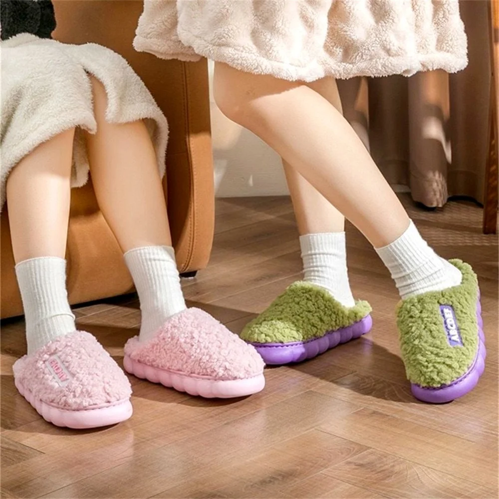 Couple Winter Toe Wrap Warm Cotton Slippers Indoor Fashion Solid Thick Soft Sole Slides Men Women Floor Flat Home Non-slip Shoes 5