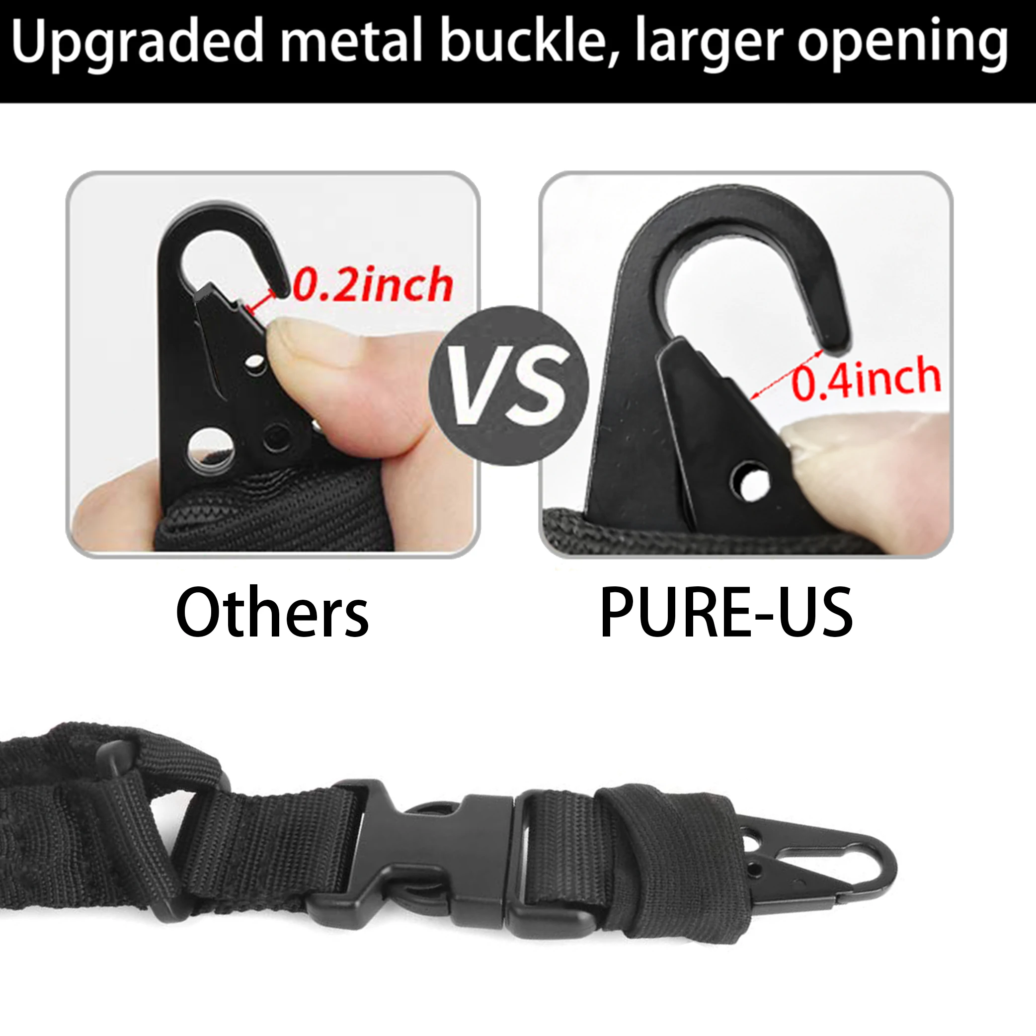 Adjustable Nylon Sling with Metal Hook for Outdoor Hunting