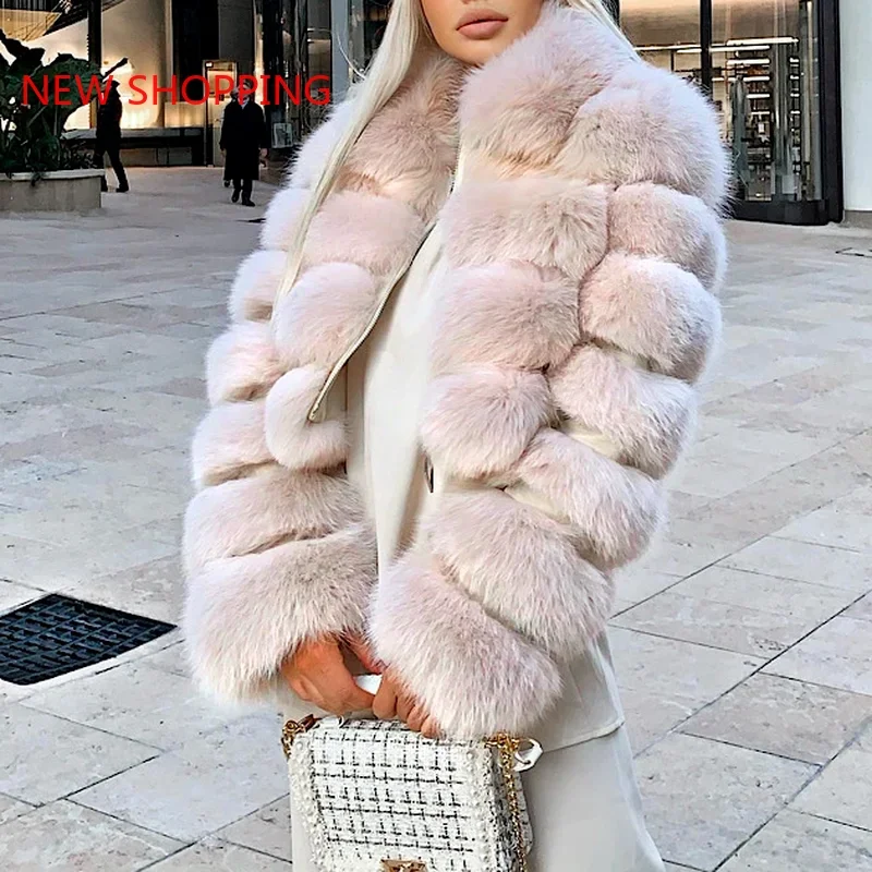 

Plus Size Short Fur Coat Women 2024 Winter Long Sleeve Fluffy Warm Faux Fox Fur Coats High Street Overcoat Cropped Jacket Furry