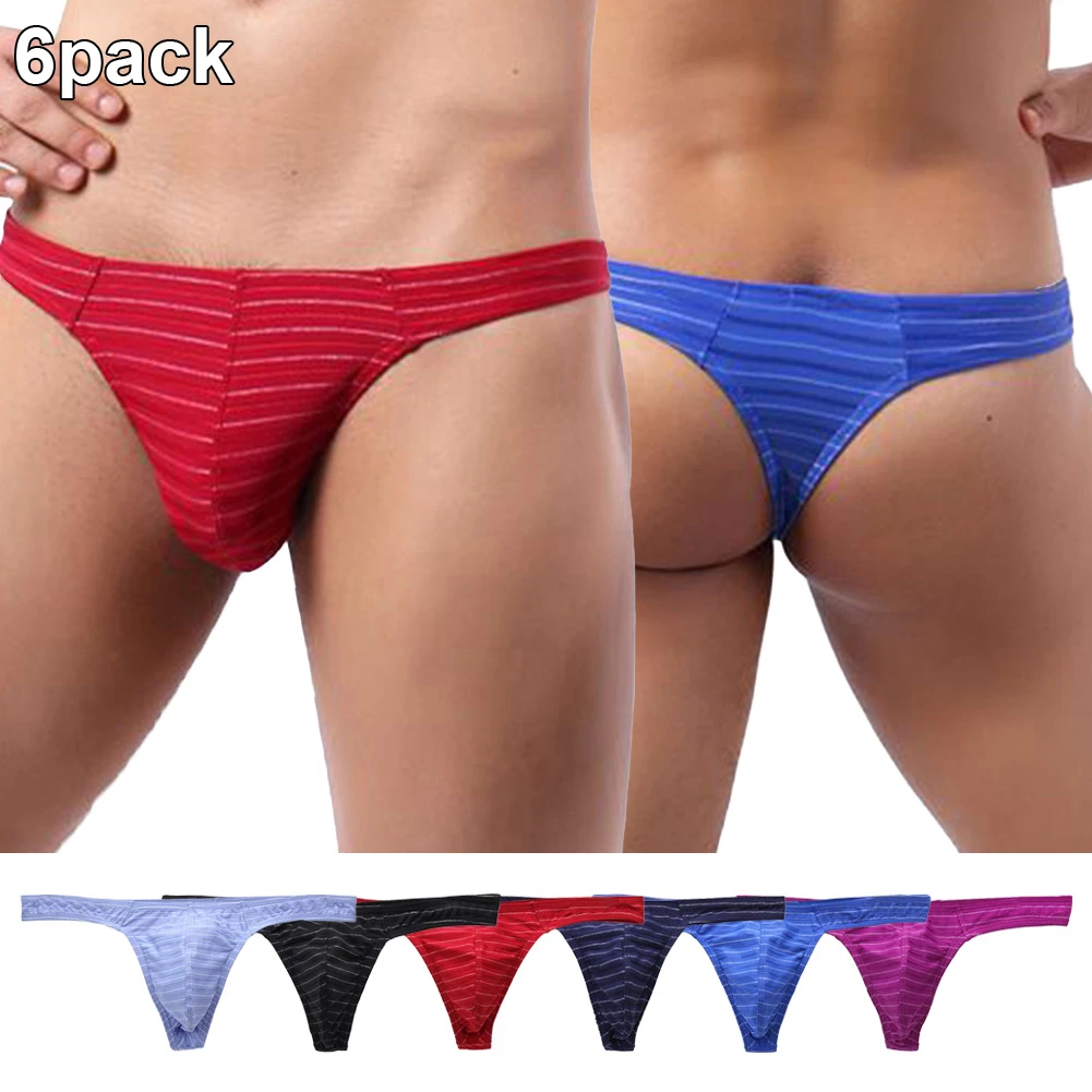 6 Pack Mens Thongs Bikini Men's Intimate Underwear G-strings Jockstrap Briefs Pouch Panties Sleep Bottoms Swimwear Beachwear