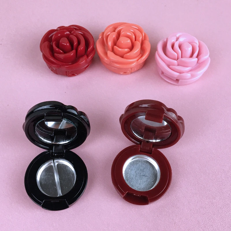 

Flower Shape Empty Eyeshadow Case Lipstick Box Cosmetic Packing Container Refillable Foundation Makeup Dispenser With Mirror