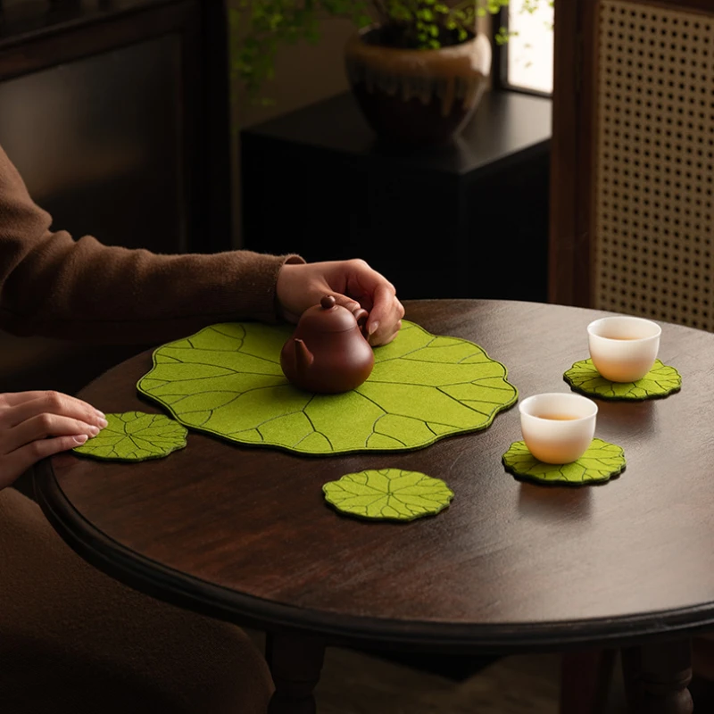 New Chinese cotton and linen lotus leaf coaster coaster home kitchen insulation mat storage mat tea