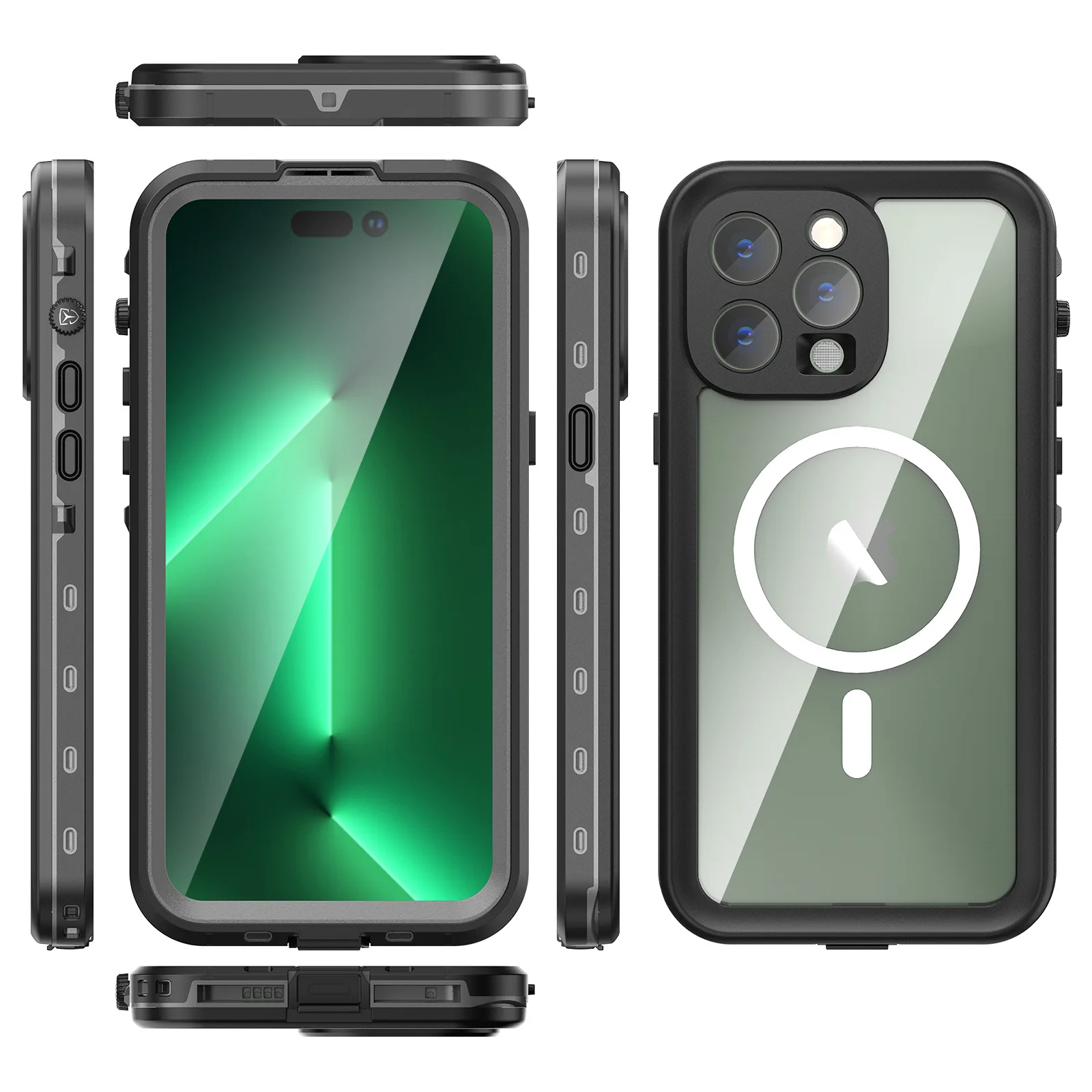 

Suitable for Iphone 14 13Pro Max phone case, dust-proof, waterproof, shockproof, with magnetic wireless charging function