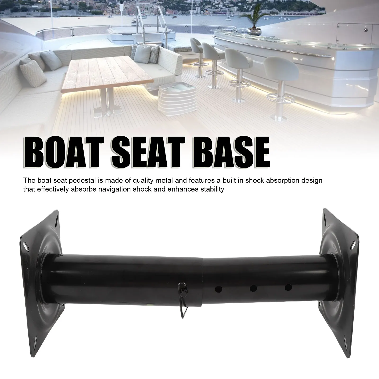 Adjustable Height Boat Seat Pedestal Boat Seat Base Pedestal 11.34-17.24in Adjustable Height Powder Coated Metal Black