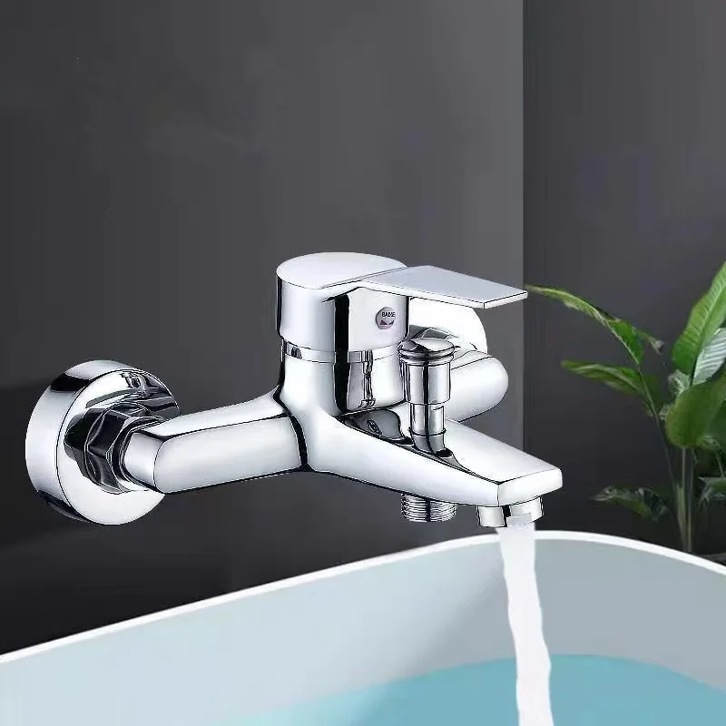 สังกะสีอัลลอยด์ก๊อกน้ําอ่างล้างหน้า Chrome ติดผนังร้อนเย็น Dual Spout TAP สําหรับห้องน้ํา Splitter อาบน้ําอ่างล้างหน้า 1