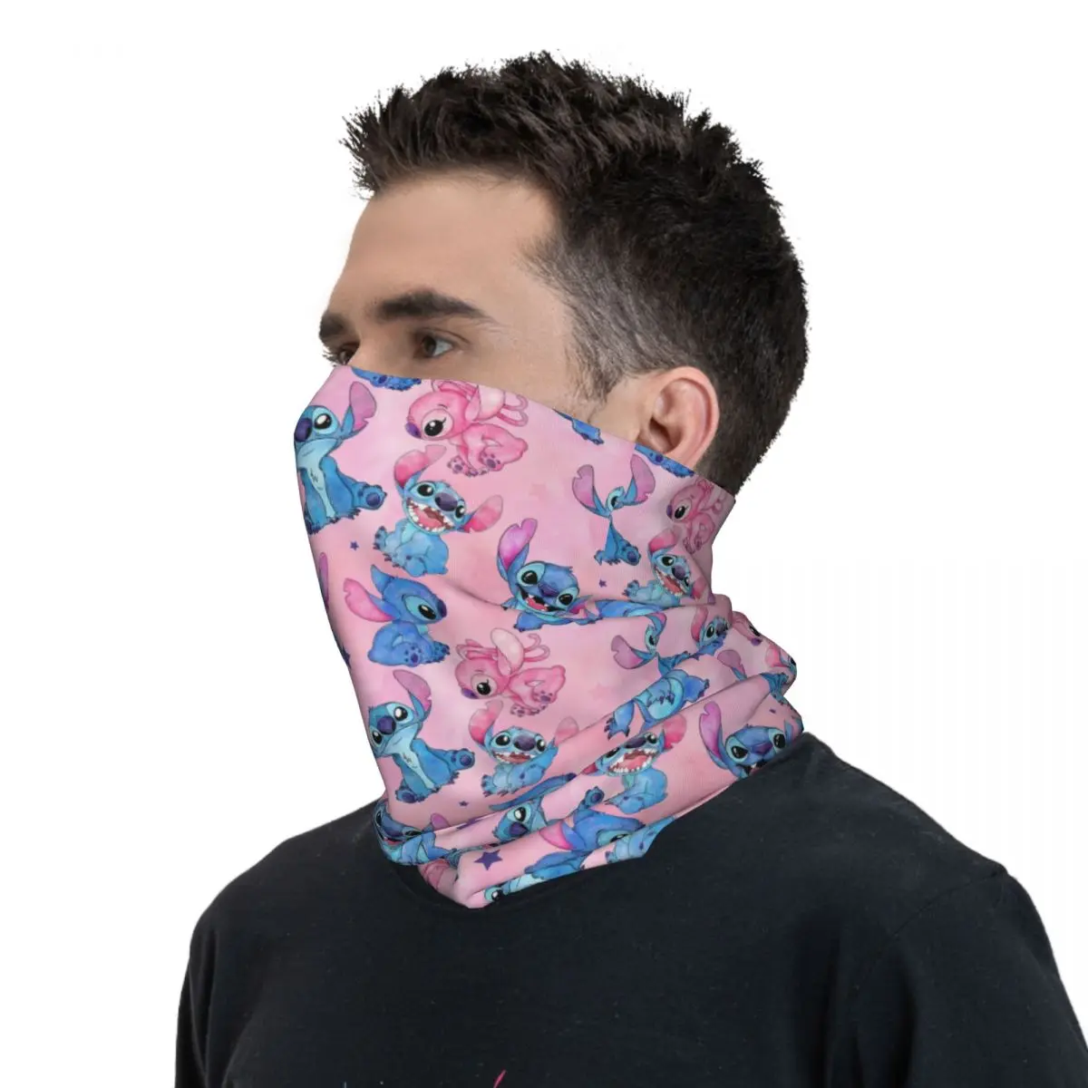 Custom Disney Lilo And Stitch Pattern Bandana Neck Gaiter for Hiking Cycling Women Men Wrap Scarf Kawaii Headband Warmer