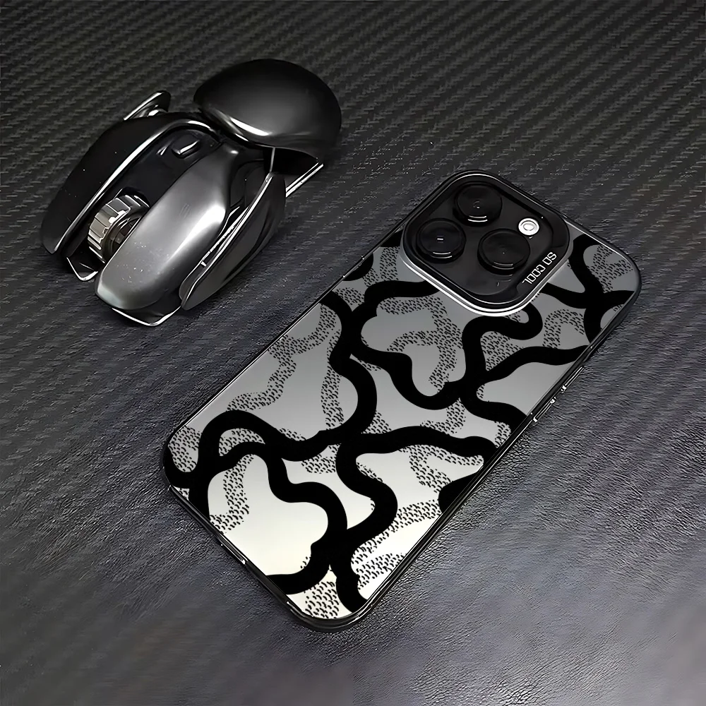 Sleek Black Lines Frosted Washable Case - Durable Acrylic Silicone Cover