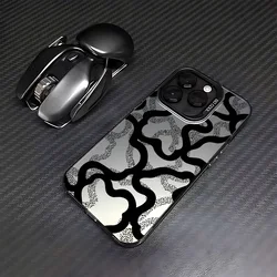 Sleek Black Lines Frosted Washable Case - Durable Acrylic Silicone Cover - iPhone 12 Mini (1)