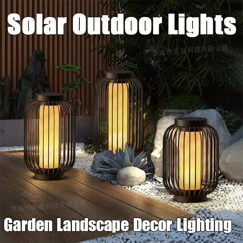New Outdoor Solar Modern Lawn Lights Dolomite LED Vintage Lightings Waterproof IP65 for Patio Gardens Indoor Lantern Decor Lamps