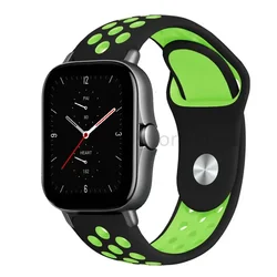 Sport Silicone Bracelet - Premium Watch Strap Replacement (20mm/22mm) - 22mm watch band (6 black and green)