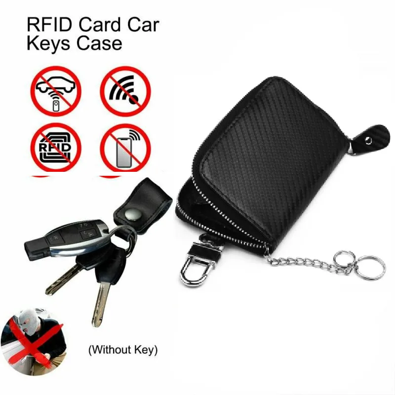 

Car Key PU Leather RFID Signal Blocker Case Faraday Cage Fob Security Protection Pouch Keyless Blocking Bag Key Case Pouch