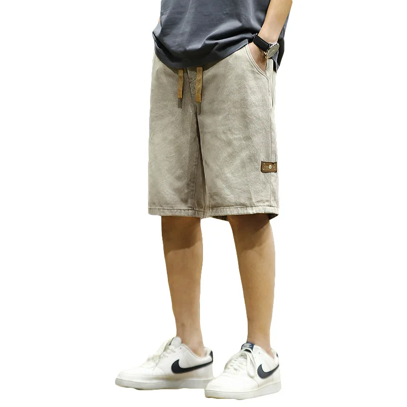 Good Quality Summer Fashion Men's Elastic Waist Soft Casual Denim Shorts Korea Style Dense Fabric Vintage Thin Half Length Pants
