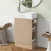 19" Small Single Bathroom Vanity with Sink,1 Door,Toilet Paper Holder and 2 tier Shelves,Natural Wood Bathroom Vanity Sink 4