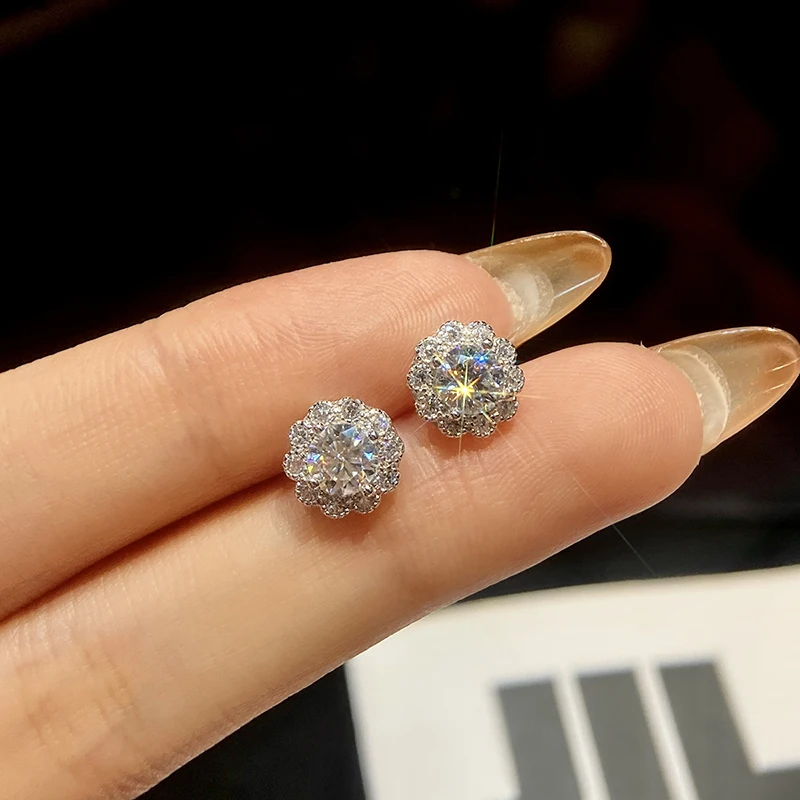 Boucles D'oreilles Diamant Moissanite 0.5 Carat - Argent 925, Couleur EF, Pureté VVS1, Certificat GRA