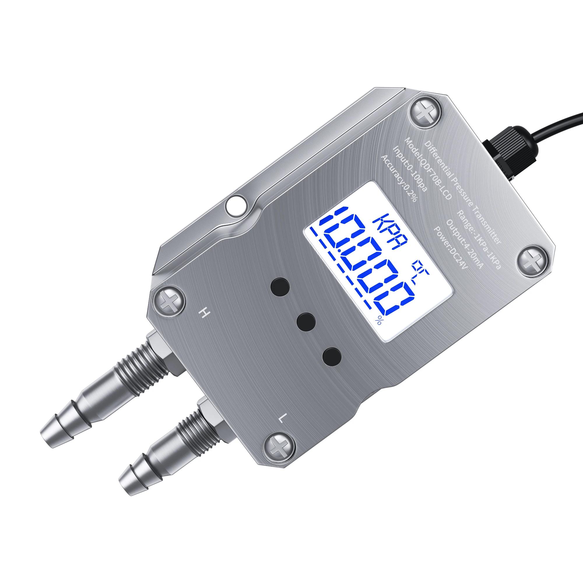 Pressure Sensor 4-20mA LCD Differential Pressure Transmitter 0-10V 0-5V RS485 Wind Pressure Sensor 1Kpa 10kp 50Pa 100Pa 500Pa 50Pa Air
