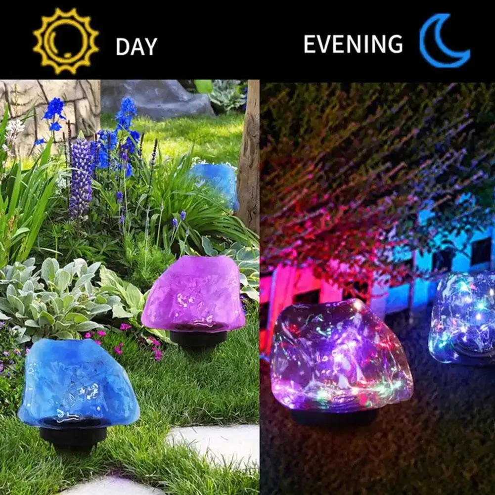 

LED Solar Garden Lights Waterproof Colorful Stone Decoration Lamp Outdoor Landscape Lighting For Courtyard Path Lawn Patio Decor
