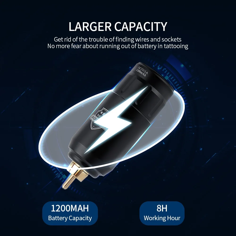 1200mAh Tattoo Pen Battery RCA Connector Mini Wirseless Power Supply For Tattoo Rotary Machine Pen Voltage Display Type-C