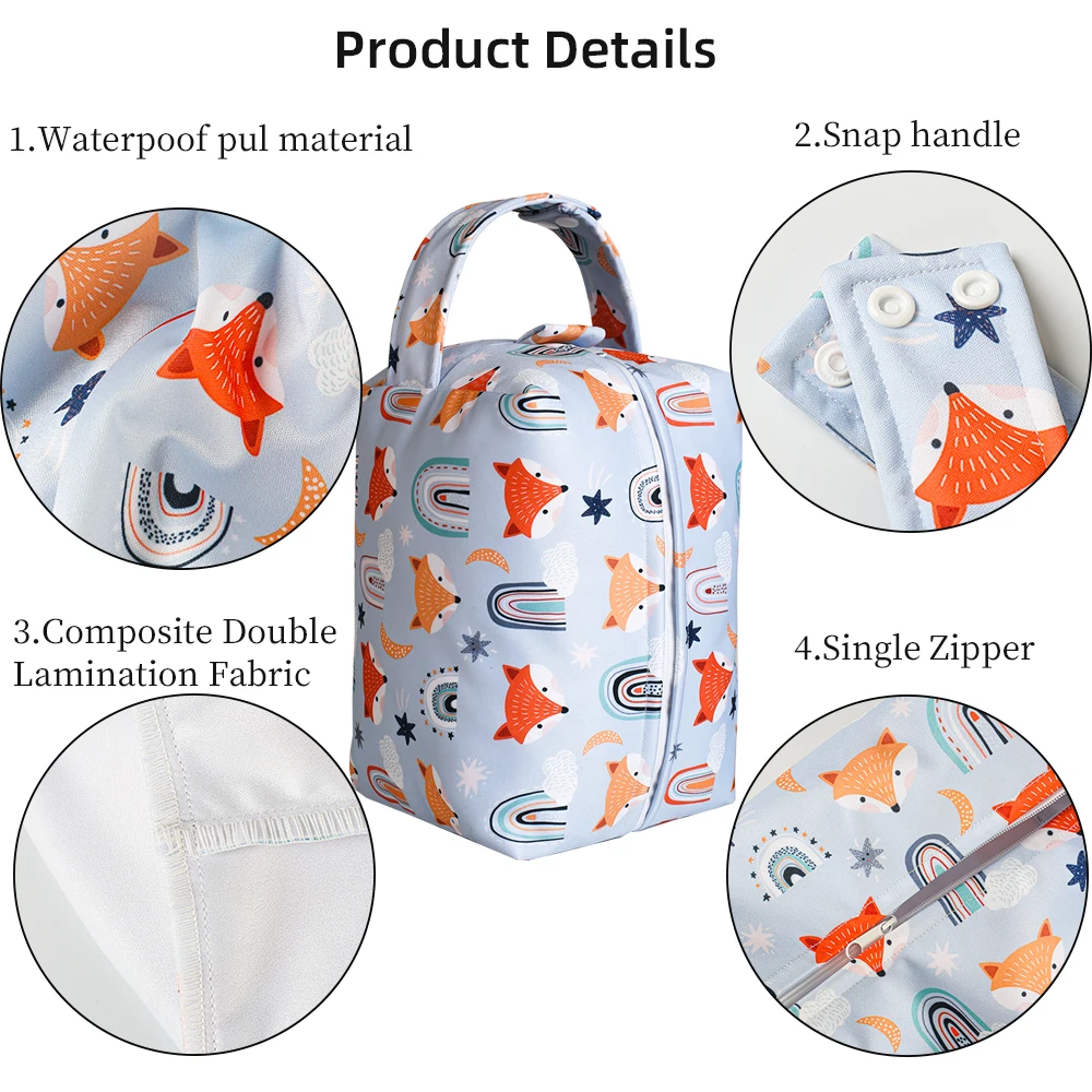 Zocipro 3Pcs Borsa Pannolini, Wetbag Borsa per Pannolini Riutilizzabile, Sacchetto del Pannolino Lavabile con Cerniera, Bambino Bag per Viaggi Spiaggia Piscina Gym