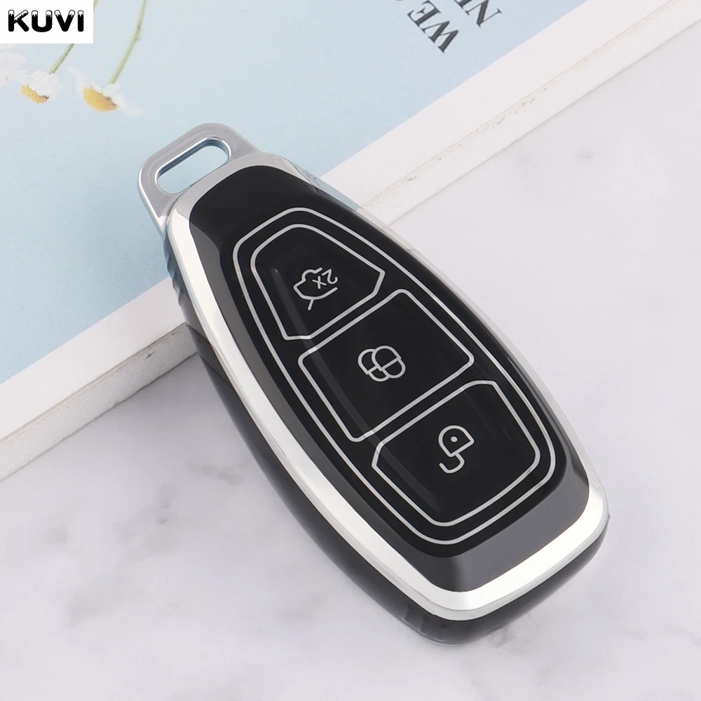 Funda Protectora De Plástico ABS Con Funda Interior De Silicona Para Llave Plegable Ford Flip, 3