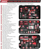 Home Auto Repair Tool Kit with Rolling Tool Box, Mechanic Tool Sets with 21V Max Cordless 2