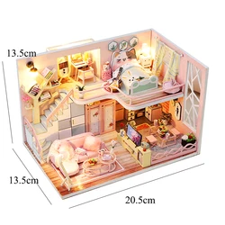 Handcrafted Wooden Mini Dollhouse DIY 3D Puzzle Kit - Duplex Apartment (JTM026 - A no cover)