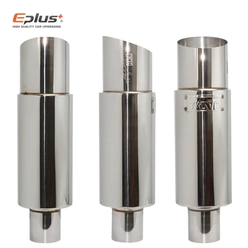 ท่อไอเสียรถยนต์สแตนเลสท่อตรงกลองท่อไอเสียท่อคุณภาพสูง Universal O.D 51 57 63 มม.89 มม.ความยาว 370 มม. 1