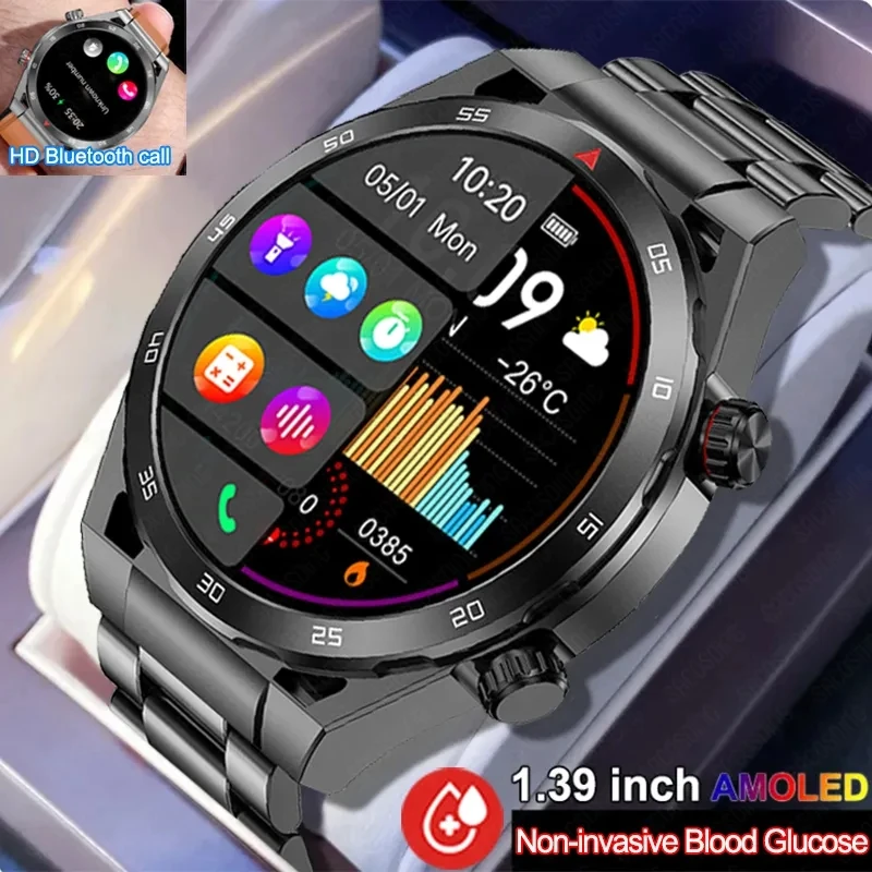 

2023 New Bluetooth Call Blood Glucose Monitor Health Smart Watch Men Meto Function Blood Pressure Measurement Sport smartwatch