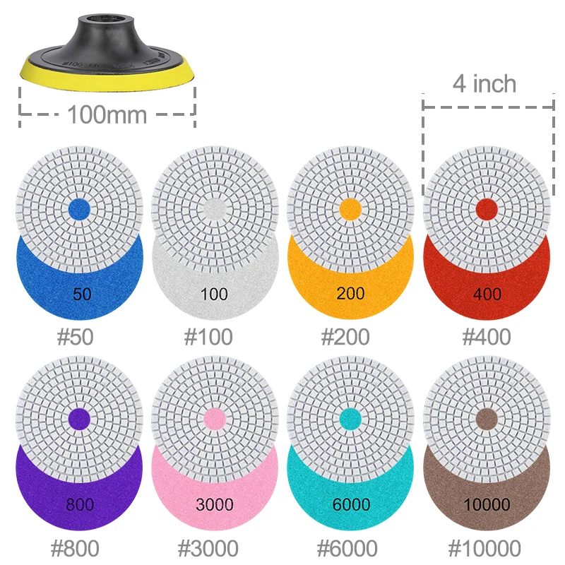 Xcan Diamant polier pads 4 Zoll Nass-/Trocken-Polierscheiben-Schleif werkzeug für Granit, Beton-Marmor-Quarz-Schleif scheiben satz – Detail 7