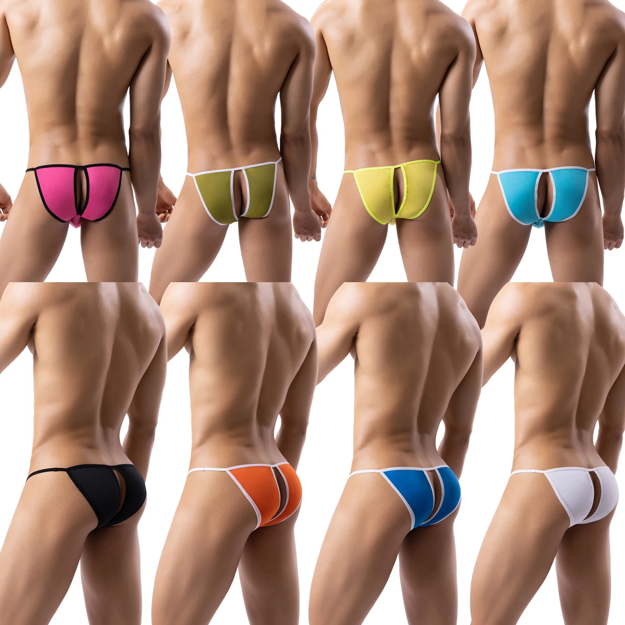 YUFEIDA 4pcs/lot Sexy Underwear Men Briefs Thongs Open Butt Men's Underwear Sexy Backless Underpant Ropa Interior Hombre Panties