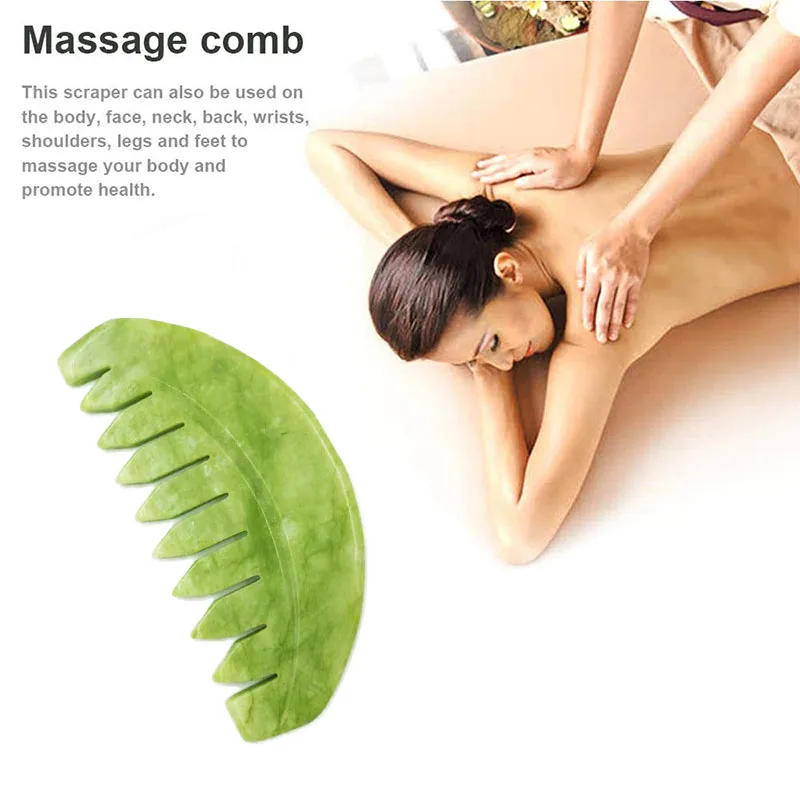 Natural Jade Comb Gua Sha Board Jade Massager For SPA Acupuncture Body Scraping Gouache Scraper Facial Skin Beauty Tool 4