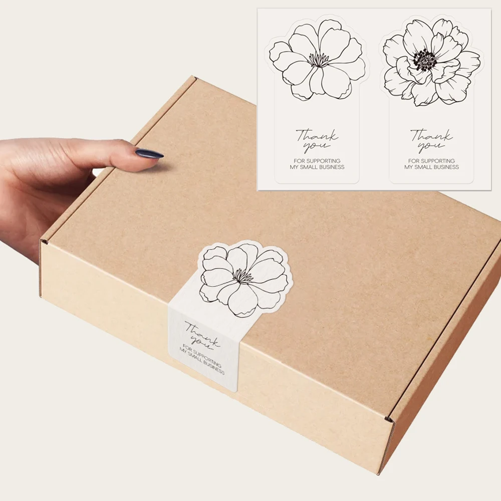 50 Stück/Packung unregelmäßige Blumen-rechteckige Aufkleber für kleine Unternehmen, Geschenkbox, Siegelaufkleber, selbstklebende Verpackungsaufkleber