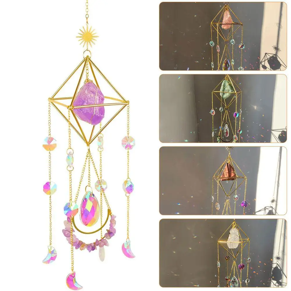 

Crystal Windchimes Star Moon Pendant Handmade Sun/Light Catcher Wall Hanging Decor Garden Window Dorm Room Trim Aesthetic